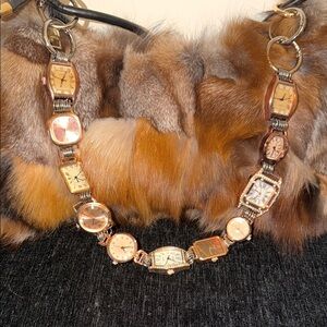 Faux fur bag w/ watch bag strap